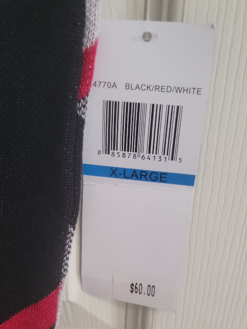 Nina Leonard Black Knit Midi Dress with Black,  Red and White Plaid Stripes - Picture 5 of 16